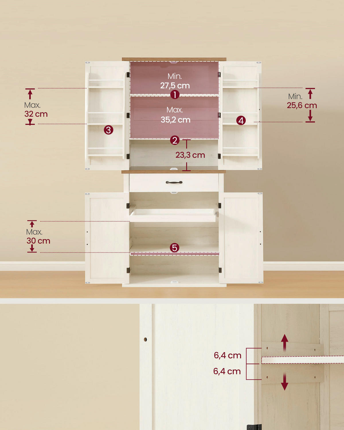 BUFFET 80/178,6/40 cm  in Braun, Weiß  - Schwarz/Weiß, Trend, Holzwerkstoff/Metall (80/178,6/40cm) - Boxxx