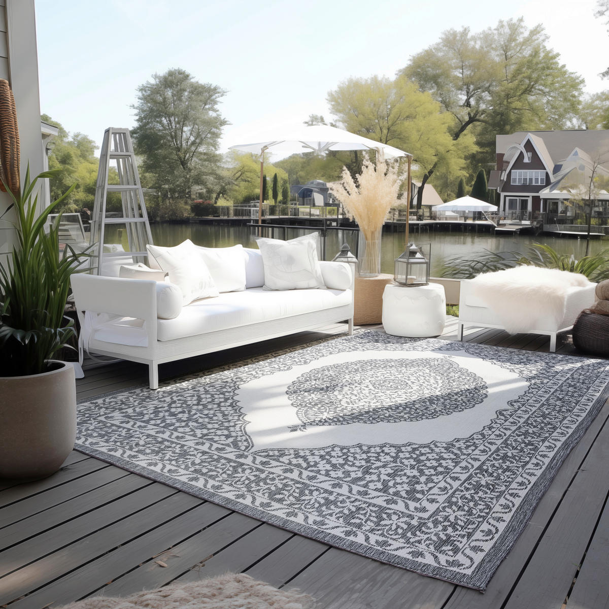 OUTDOORTEPPICH 160/230 cm Gemini Silberfarben, Weiß  - Silberfarben/Weiß, Design, Kunststoff (160/230cm)