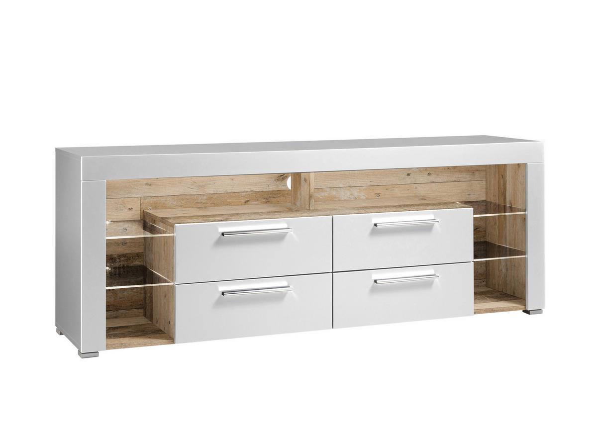 TV-BÄNK  i 179/66/44 cm  - vit/kromfärg, Modern (179/66/44cm) - Carryhome