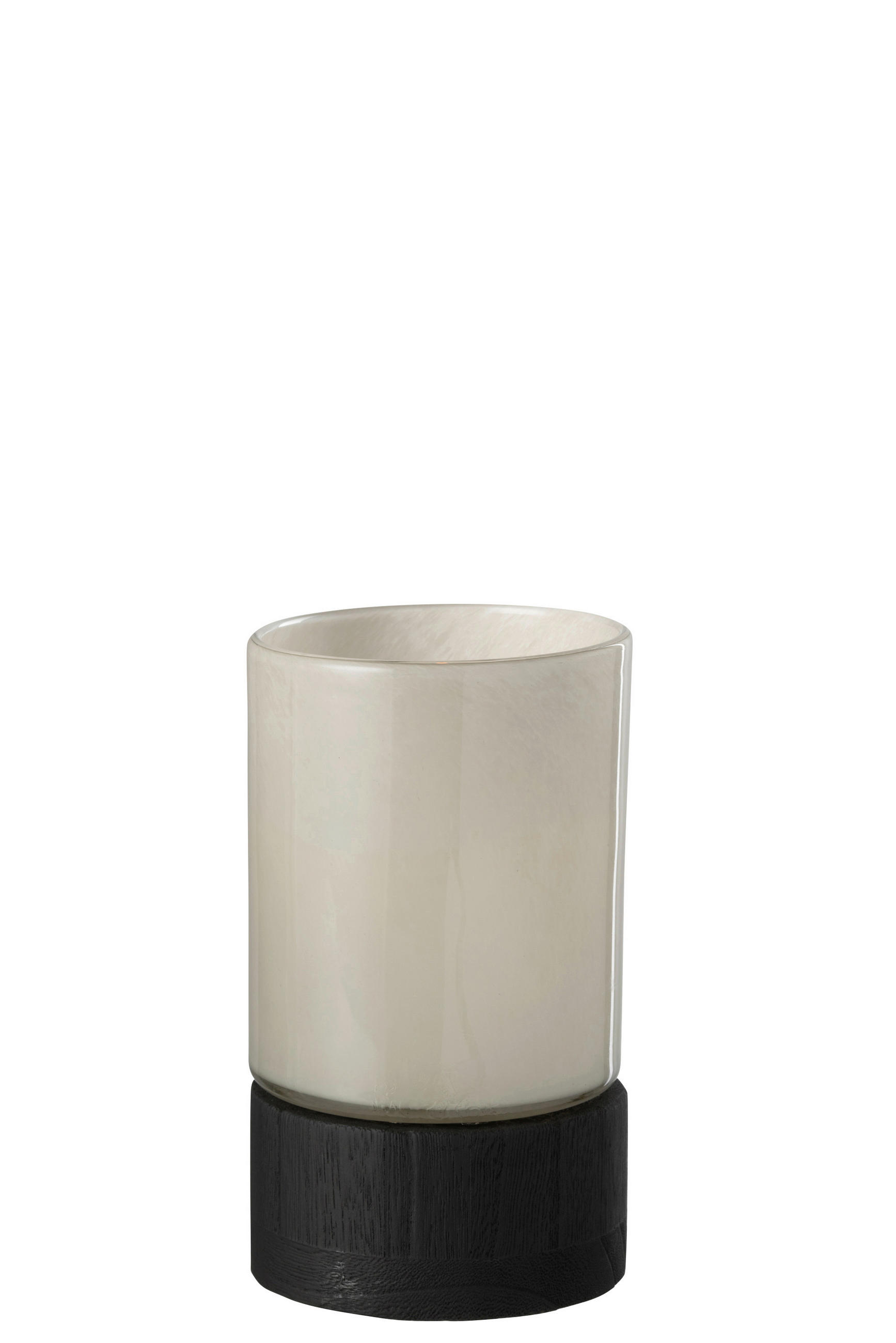 TEELICHTHALTER - Schwarz/Grau, Natur, Glas/Holz (12/12/20,5cm) - Ambia Home