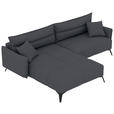 ECKSOFA in Cord Dunkelgrau  180/253 cm  - Dunkelgrau/Schwarz, KONVENTIONELL, Textil/Metall (180/253cm) - Carryhome