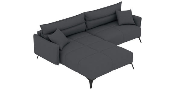 ECKSOFA in Cord Dunkelgrau  180/253 cm  - Dunkelgrau/Schwarz, KONVENTIONELL, Textil/Metall (180/253cm) - Carryhome