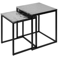 BEISTELLTISCHSET quadratisch Schwarz, Edelstahlfarben  - Edelstahlfarben/Schwarz, LIFESTYLE, Holzwerkstoff/Metall (35-40/35-40/45,5-50,5cm) - Xora