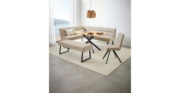 ECKBANK 159/217 cm Webstoff Schwarz, Hellgrau   - Hellgrau/Schwarz, Design, Textil/Metall (159/217cm) - Novel