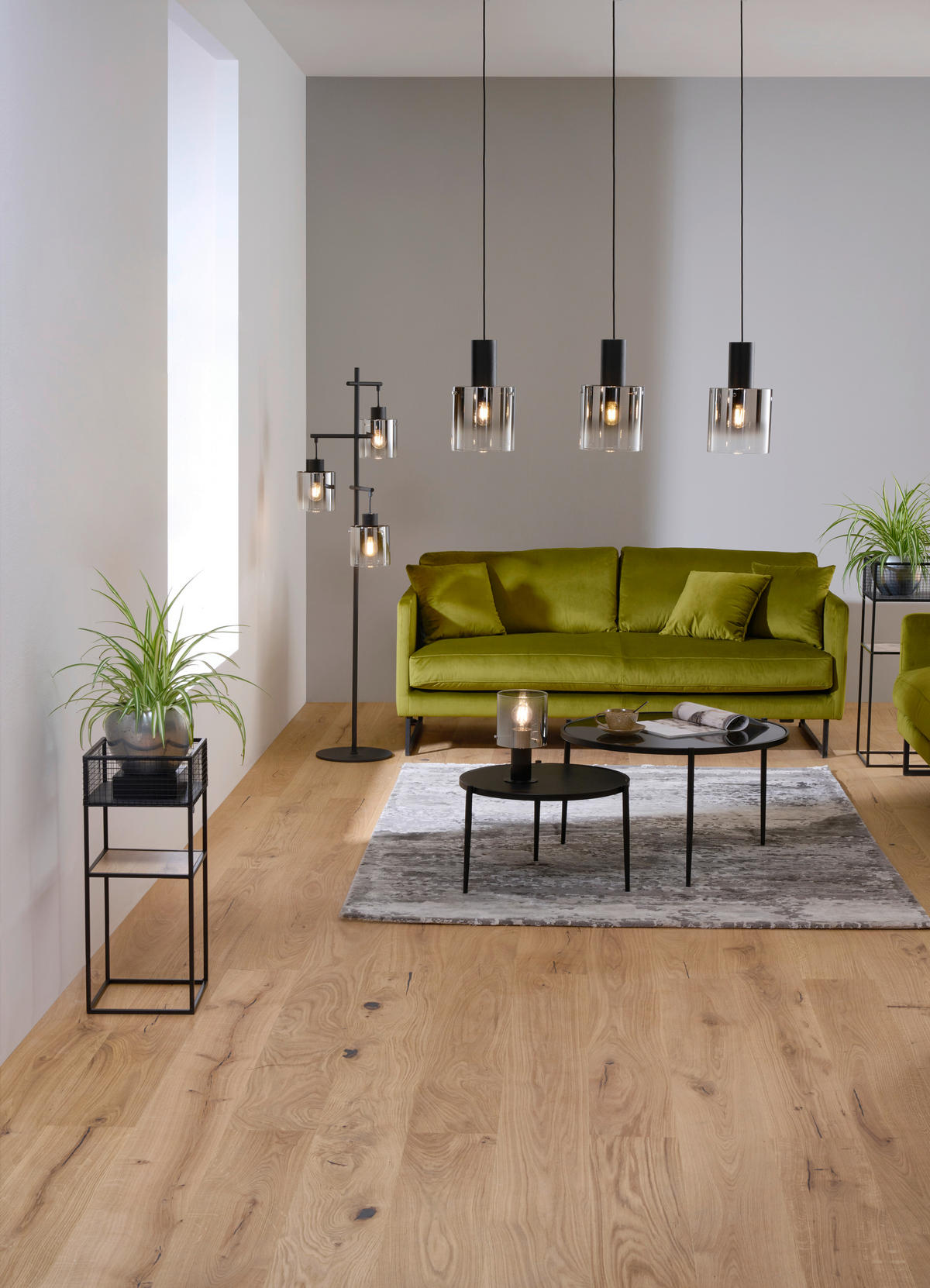 ZÁVĚSNÉ SVÍTIDLO, 90/20/120 cm  - černá, Design, kov/sklo (90/20/120cm) - Dieter Knoll