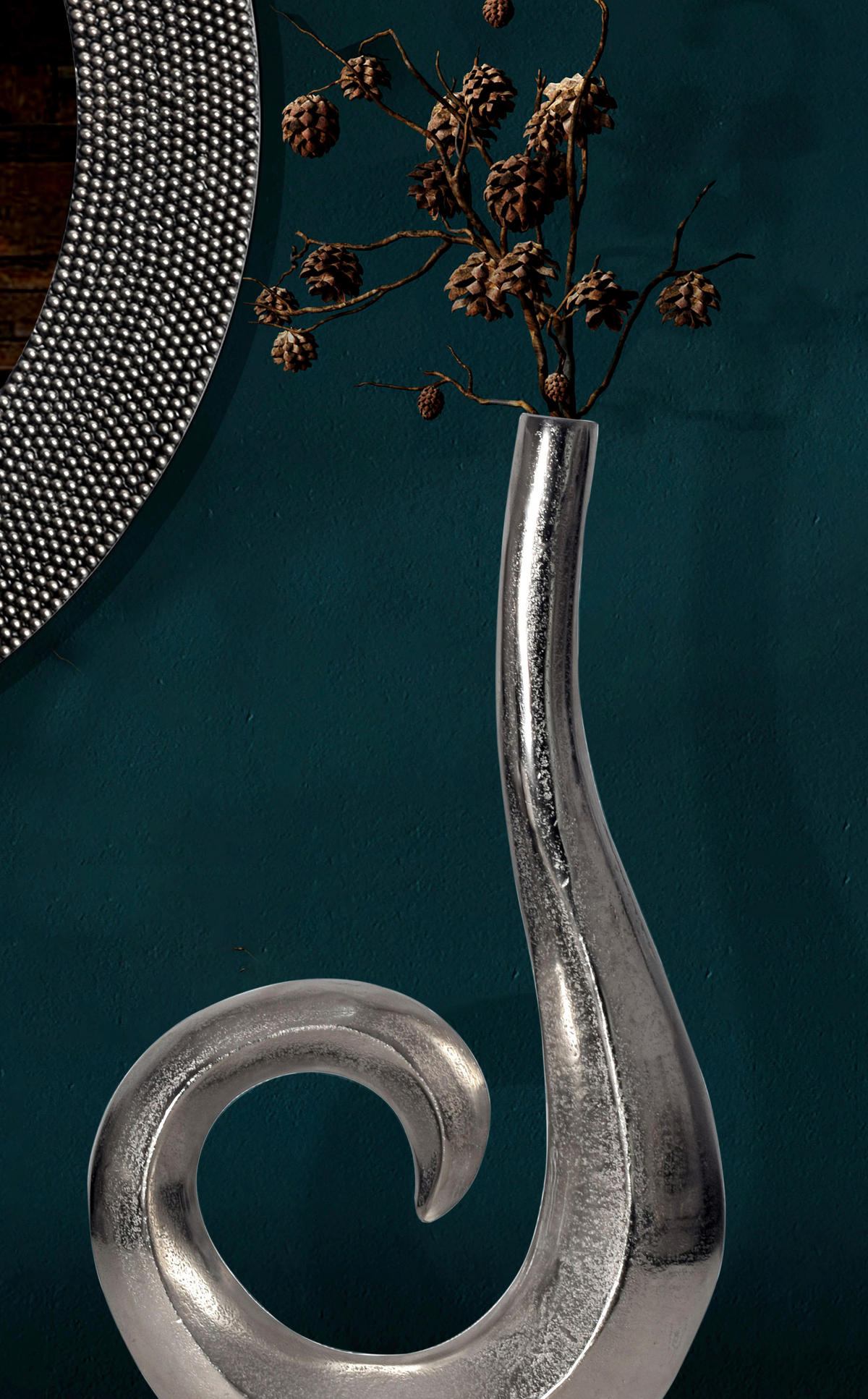 DEKOVASE  - Silberfarben, Design, Metall (26/47/8cm) - Livetastic