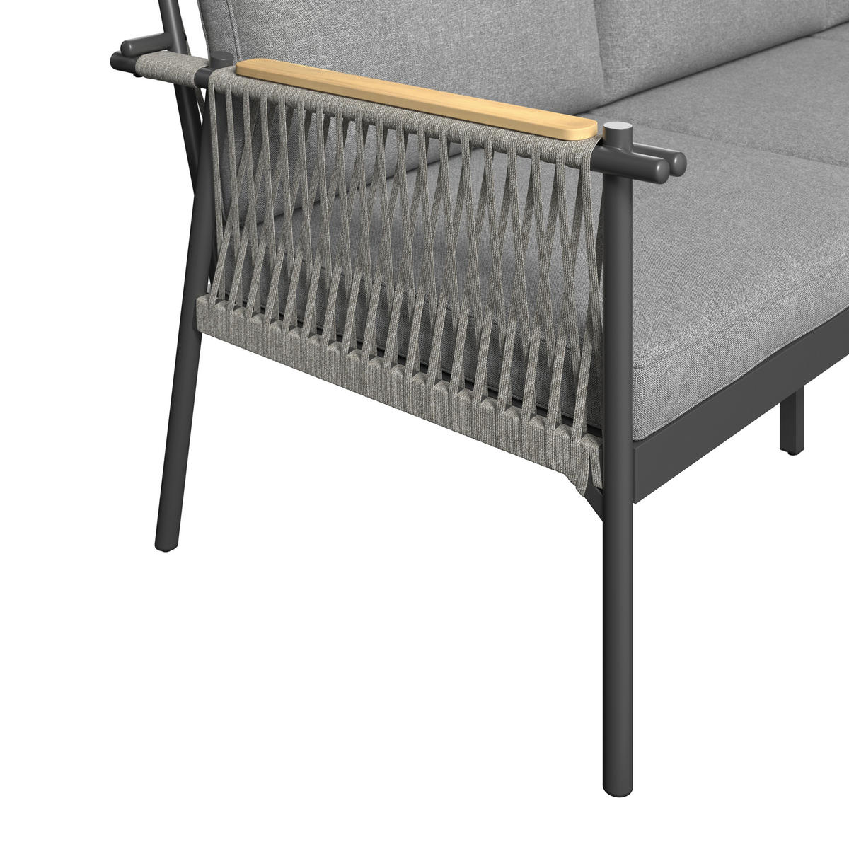 LOUNGEGARNITUR 232/232 cm Akazie massiv Aluminium  - Dunkelgrau, Design, Holz/Metall (232/232cm) - Ambia Garden