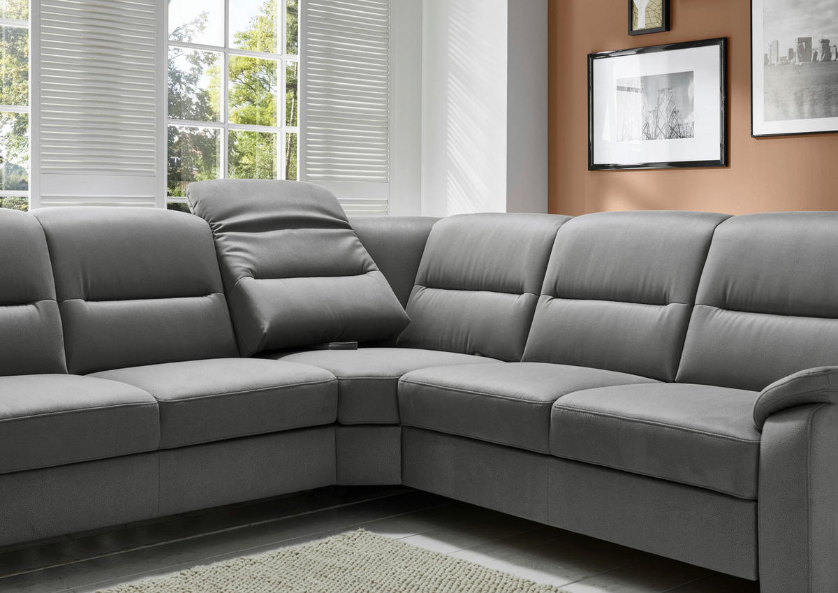 ROHOVÁ SEDACIA SÚPRAVA, textil, sivá - čierna/sivá, Konventionell, drevo/textil (245/303cm) - Beldomo Comfort
