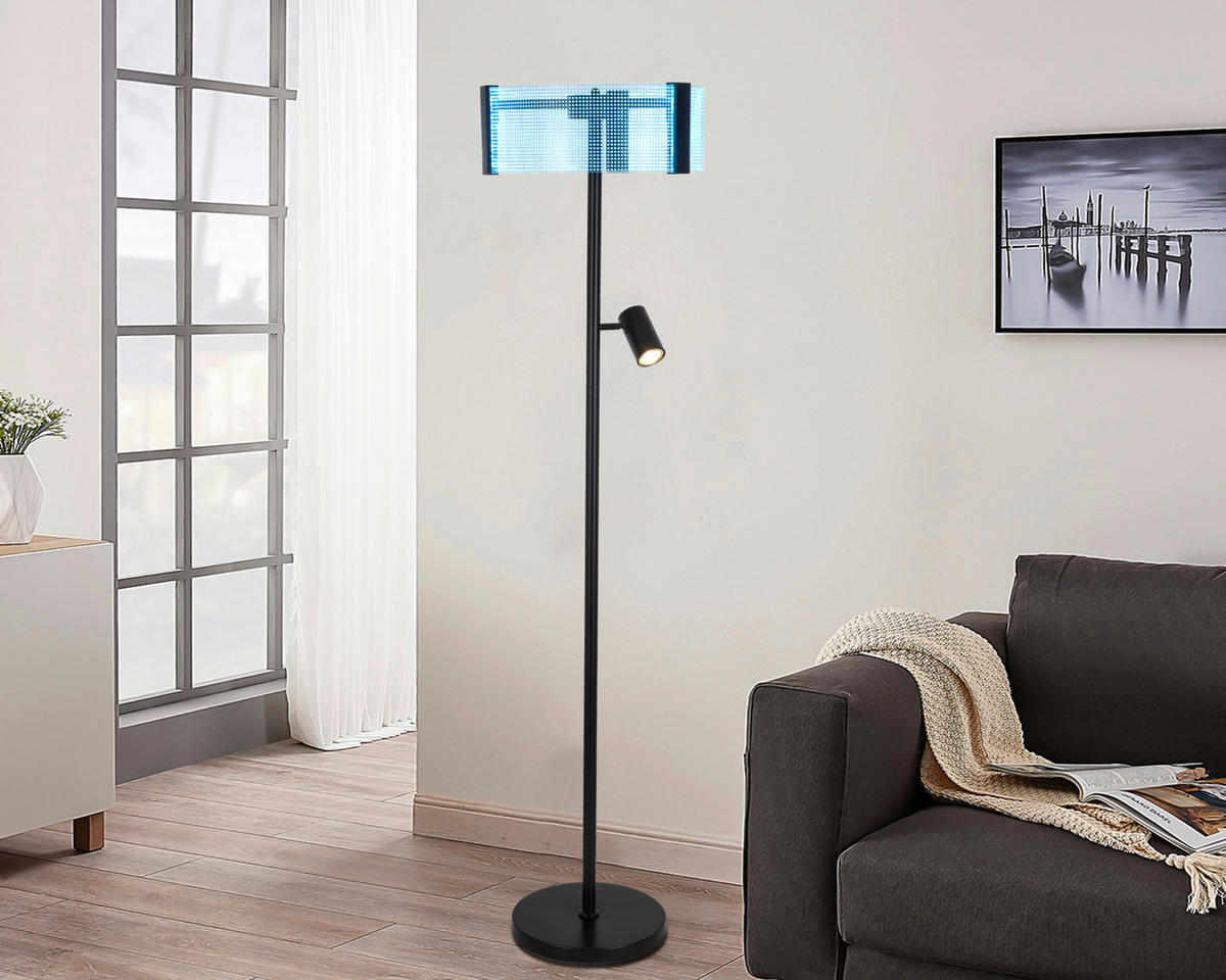LED-STEHLEUCHTE 40/159 cm   - Transparent/Schwarz, Design, Kunststoff/Metall (40/159cm) - Novel