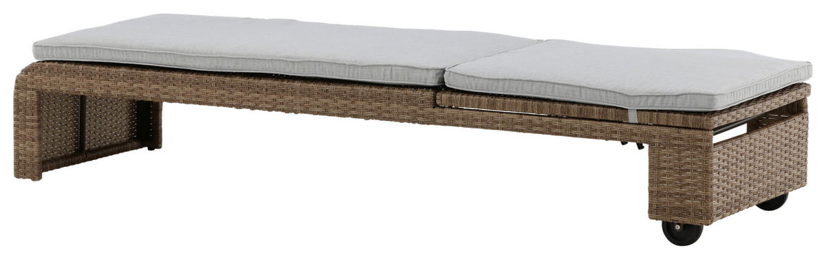 SONNENLIEGE 60/32/196 cm  - Sandfarben/Hellbraun, KONVENTIONELL, Kunststoff/Textil (60/32/196cm) - Gardenson