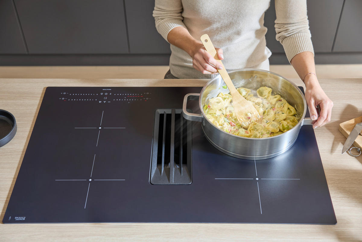 KOCHFELD-DUNSTABZUG-KOMBI DKEX8050IM  - Schwarz, Basics, Glas/Metall (80/23/51cm) - Dieter Knoll