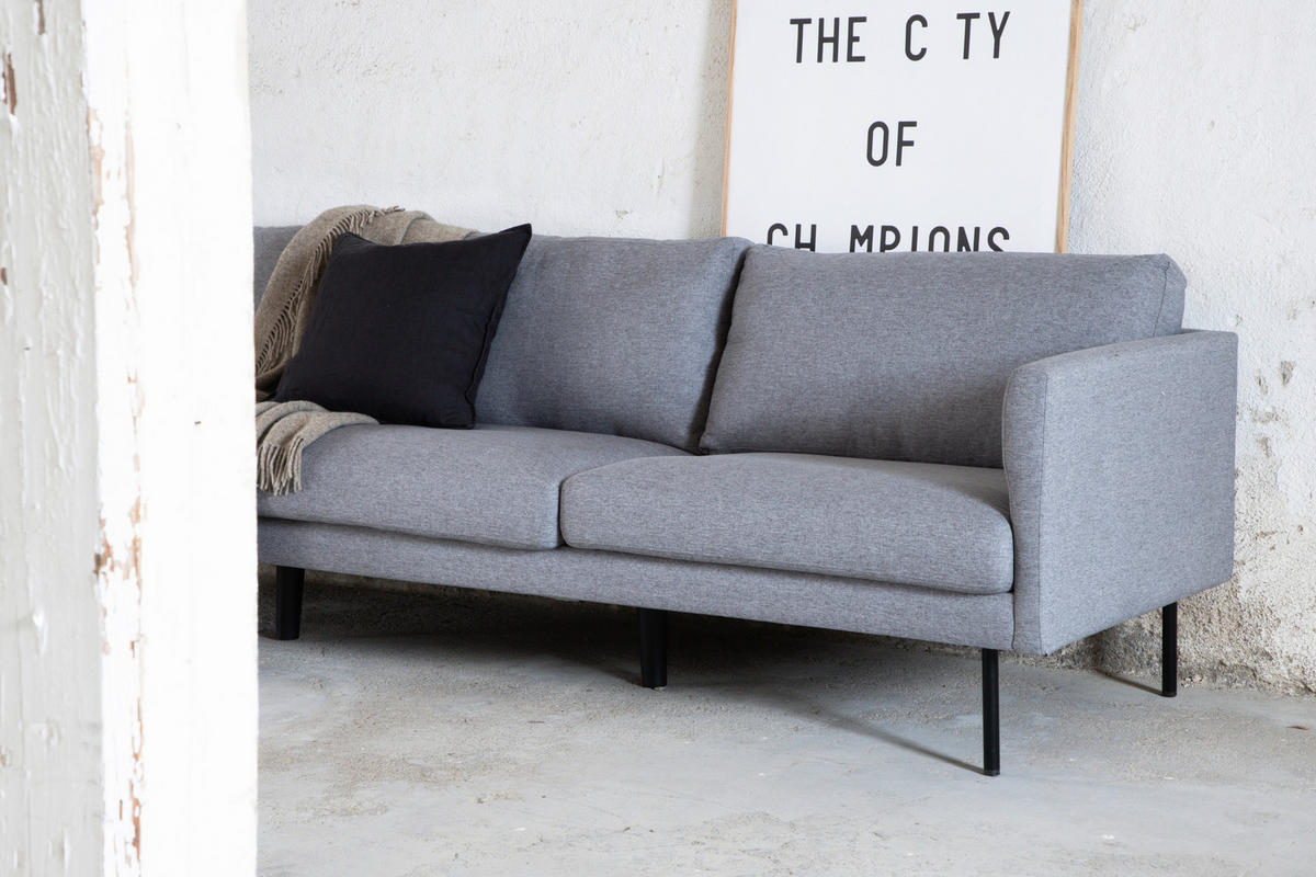 3-SITZER-SOFA Textilgeflecht Grau, Schwarz  - Schwarz/Grau, Design, Textil/Metall (260/78/80cm) - Livetastic