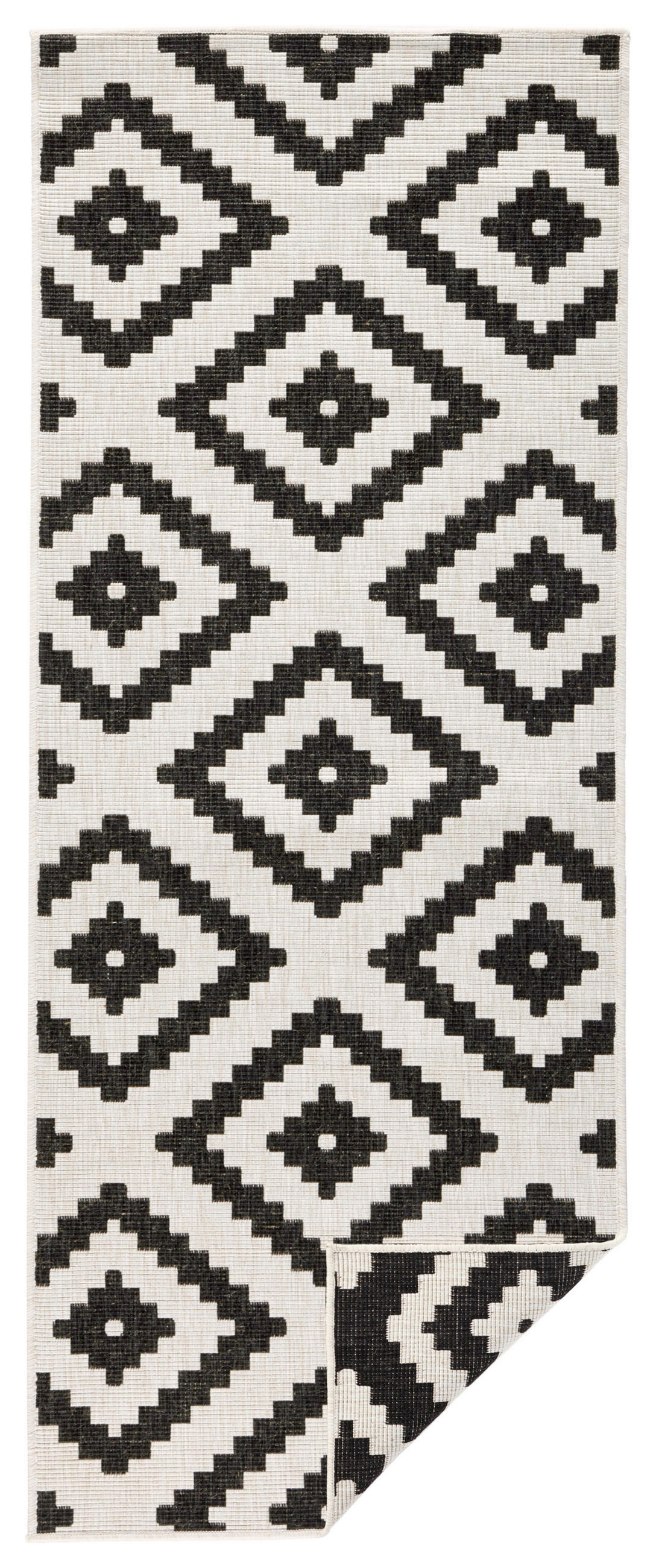OUTDOORTEPPICH 80/250 cm Twin Creme, Schwarz  - Creme/Schwarz, Basics, Kunststoff (80/250cm)
