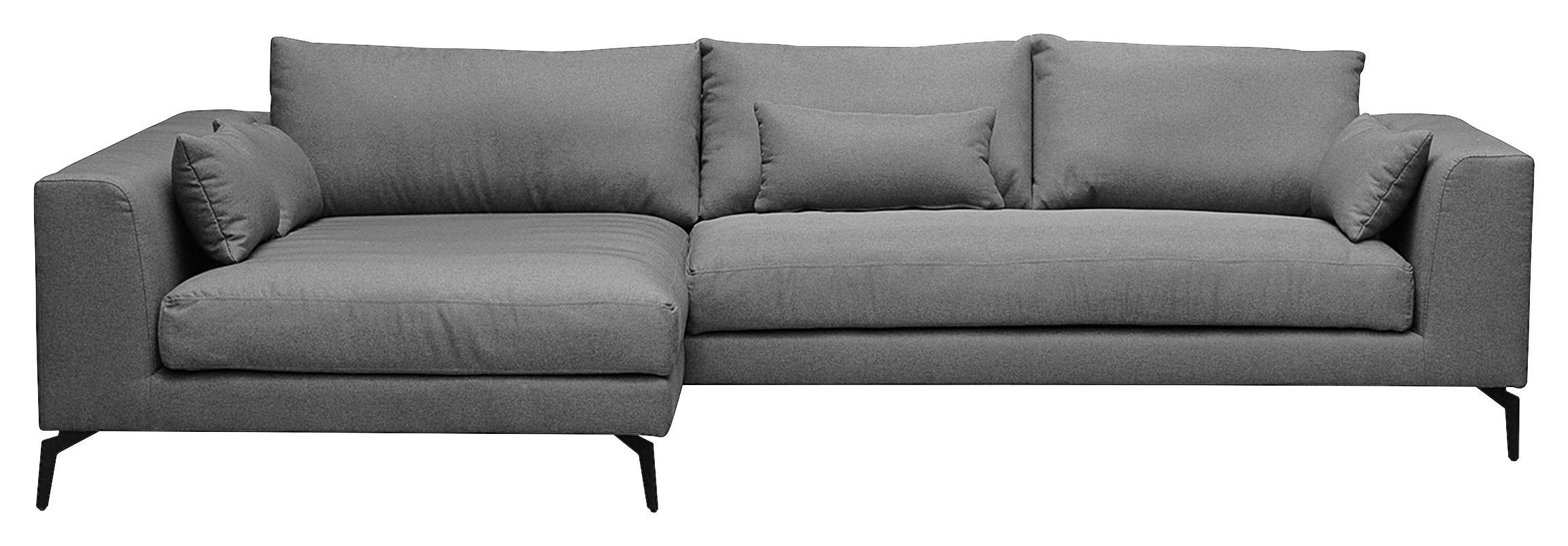 ECKSOFA in Flachgewebe Dunkelgrau  - Dunkelgrau/Schwarz, Design, Textil/Metall (172/313cm) - Livetastic