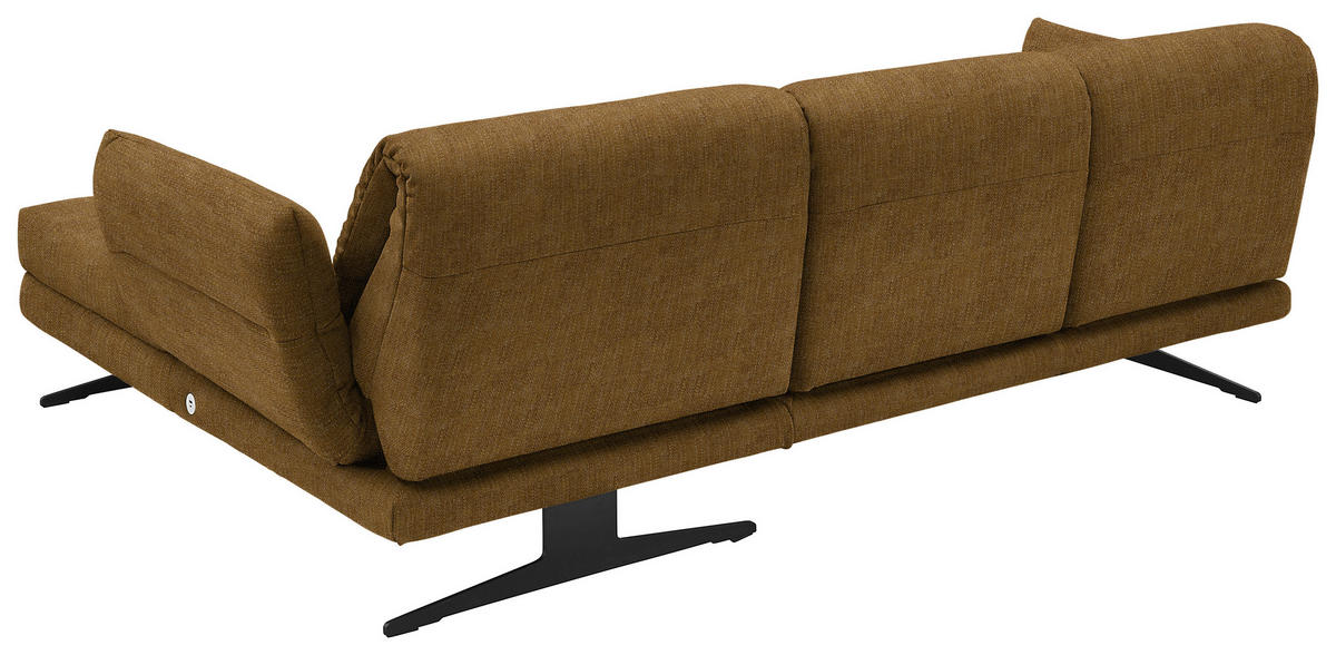 ECKSOFA in Flachgewebe Goldfarben  279-327/176-217 cm  - Goldfarben/Schwarz, Design, Textil/Metall (279-327/176-217cm) - Dieter Knoll