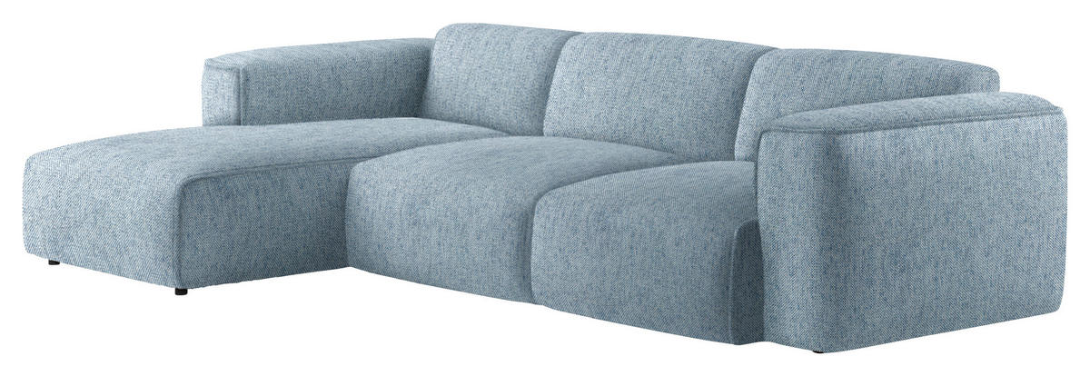 ECKSOFA Blau Webstoff Rücken echt  - Blau/Schwarz, Design, Kunststoff/Textil (171/290cm) - home24