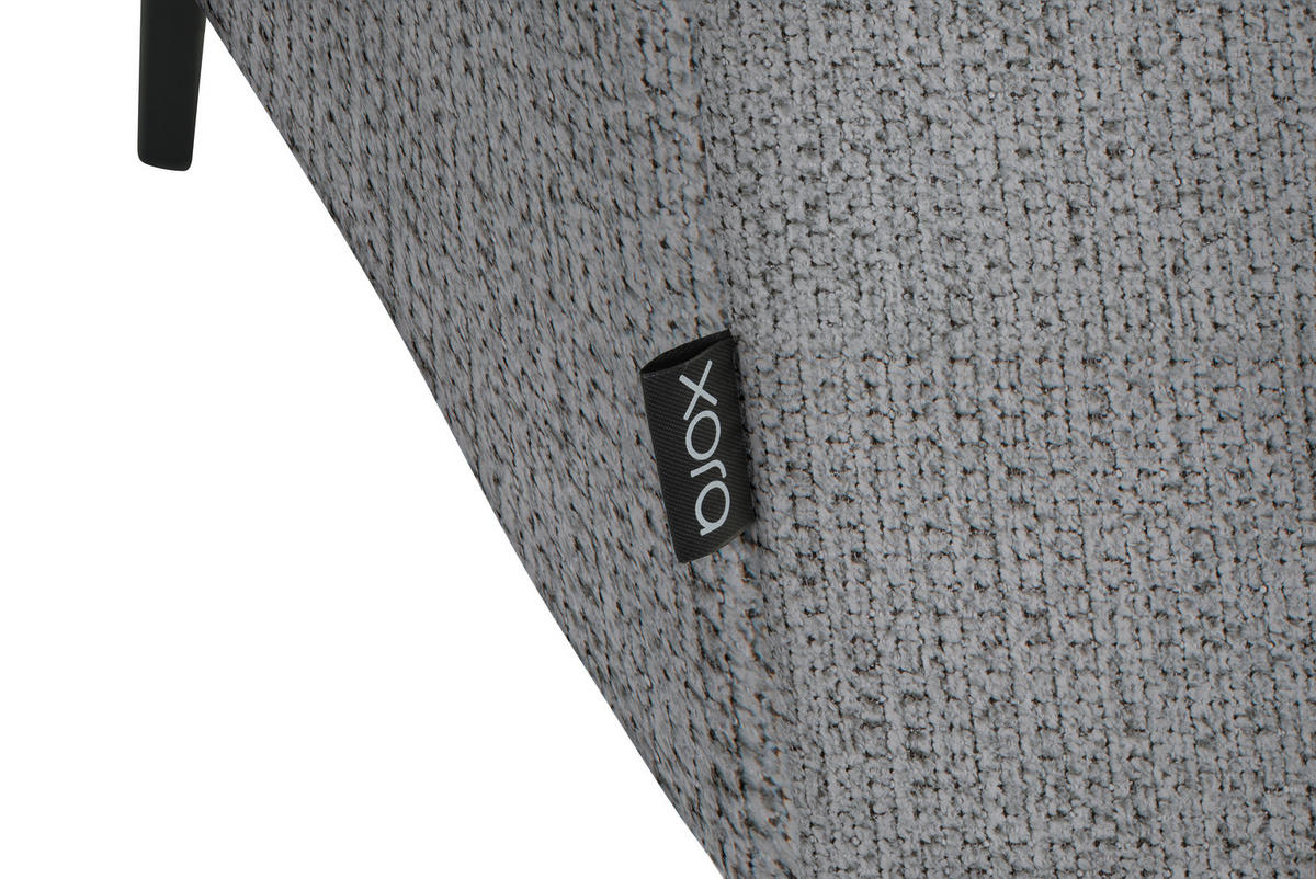 ECKSOFA in Webstoff Silberfarben  - Silberfarben/Schwarz, Design, Textil/Metall (280/205cm) - MID.YOU
