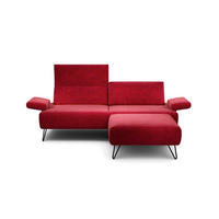 2,5-SITZER Samt Rot  - Rot/Schwarz, Design, Textil/Metall (204-234/85/86-94cm) - SENSOO