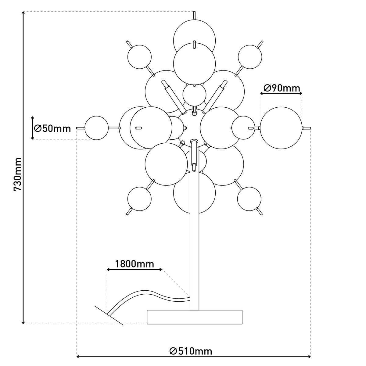 TISCHLEUCHTE 51/73 cm   - Chromfarben/Multicolor, Design, Glas/Metall (51/73cm) - Näve