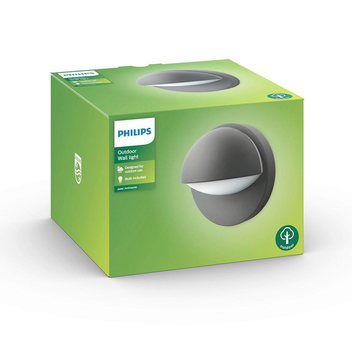 ZUNANJA STENSKA SVETILKA  JUNE       19,5/19,5/13,5 cm      - antracit, Basics, kovina (19,5/19,5/13,5cm) - Philips