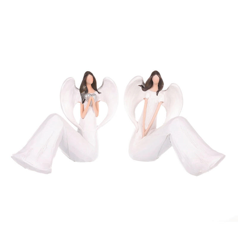 DEKORAČNÝ ANJEL - biela, Basics, plast (15/18.5/9.5cm)