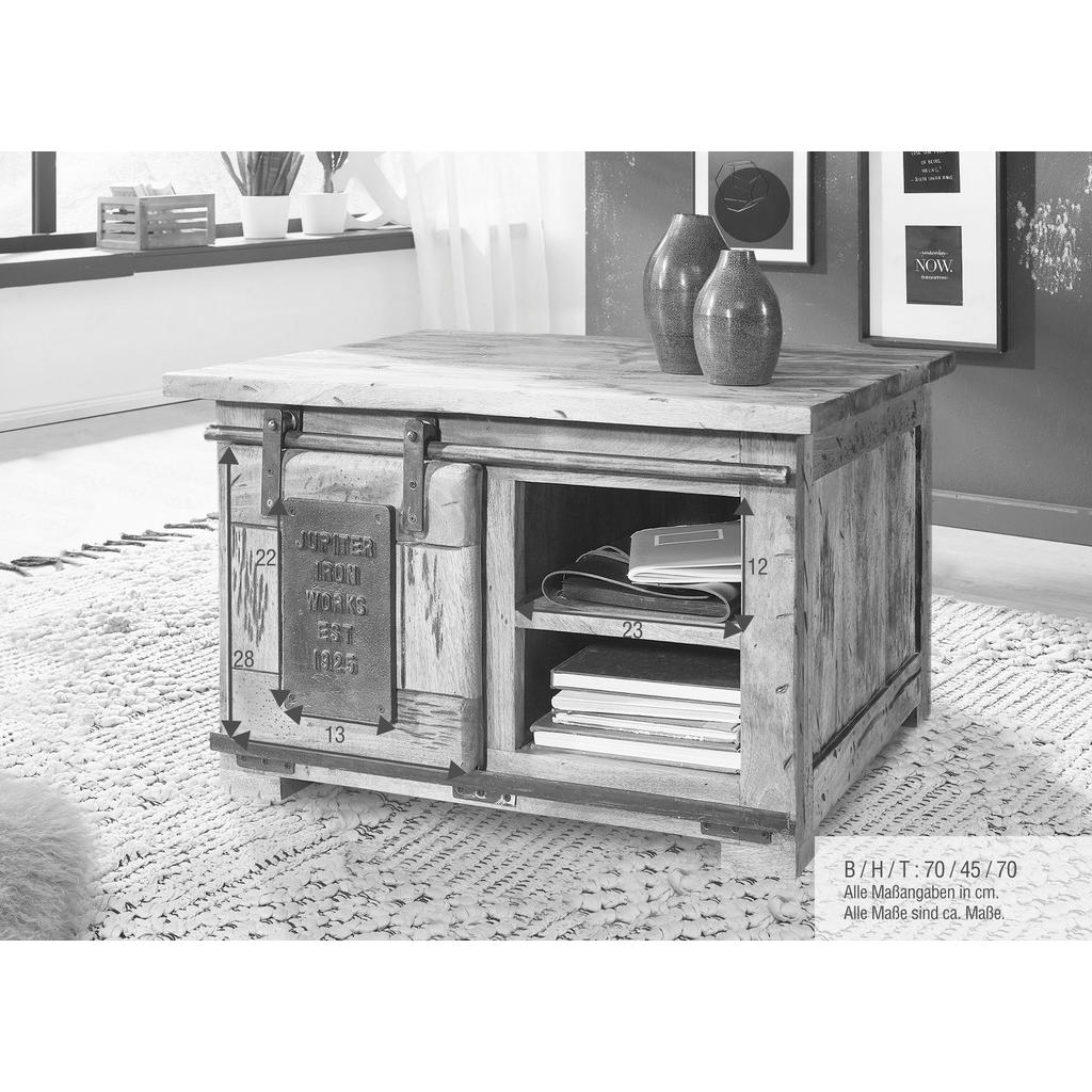 Thumbnail - Livetastic Couchtisch, Braun, Schwarz, Weiß, Holz, Mangoholz,Mangoholz,Mangoholz, massiv, rechteckig, eckig, 70x45x70 cm...