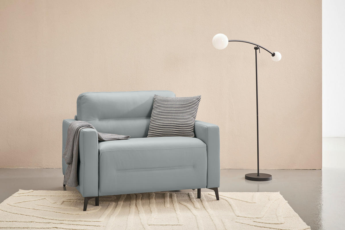 SCHLAFSESSEL Echtleder Grau    - Schwarz/Grau, Design, Leder/Metall (115/89/97cm) - Novel