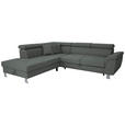 ECKSOFA inkl. Funktionen Grau Webstoff  - Silberfarben/Grau, Design, Textil/Metall (226/257cm) - Xora