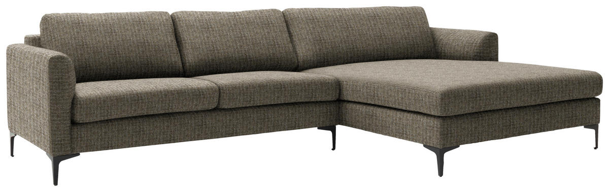 ECKSOFA in Flachgewebe Braun  310/195 cm  - Schwarz/Braun, Design, Textil/Metall (310/195cm) - Schöner Wohnen