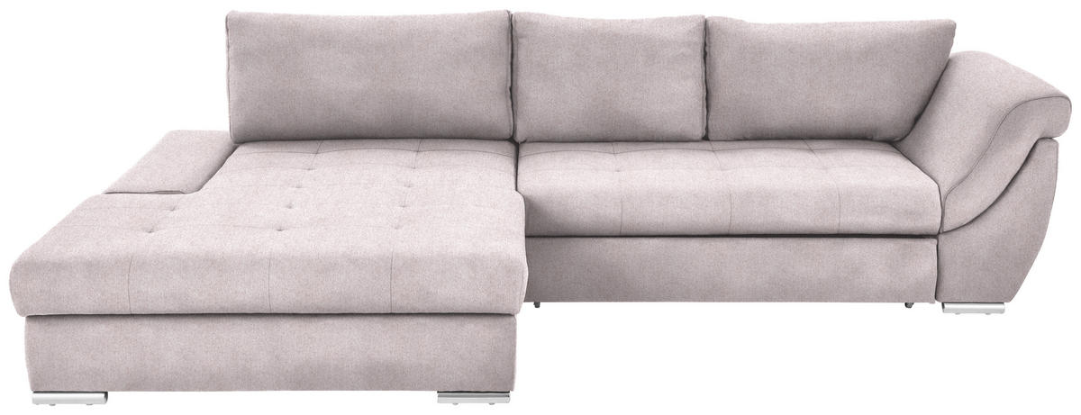 ECKSOFA in Flachgewebe Rosa  174/306 cm  - Silberfarben/Rosa, Design, Textil/Metall (174/306cm) - Carryhome