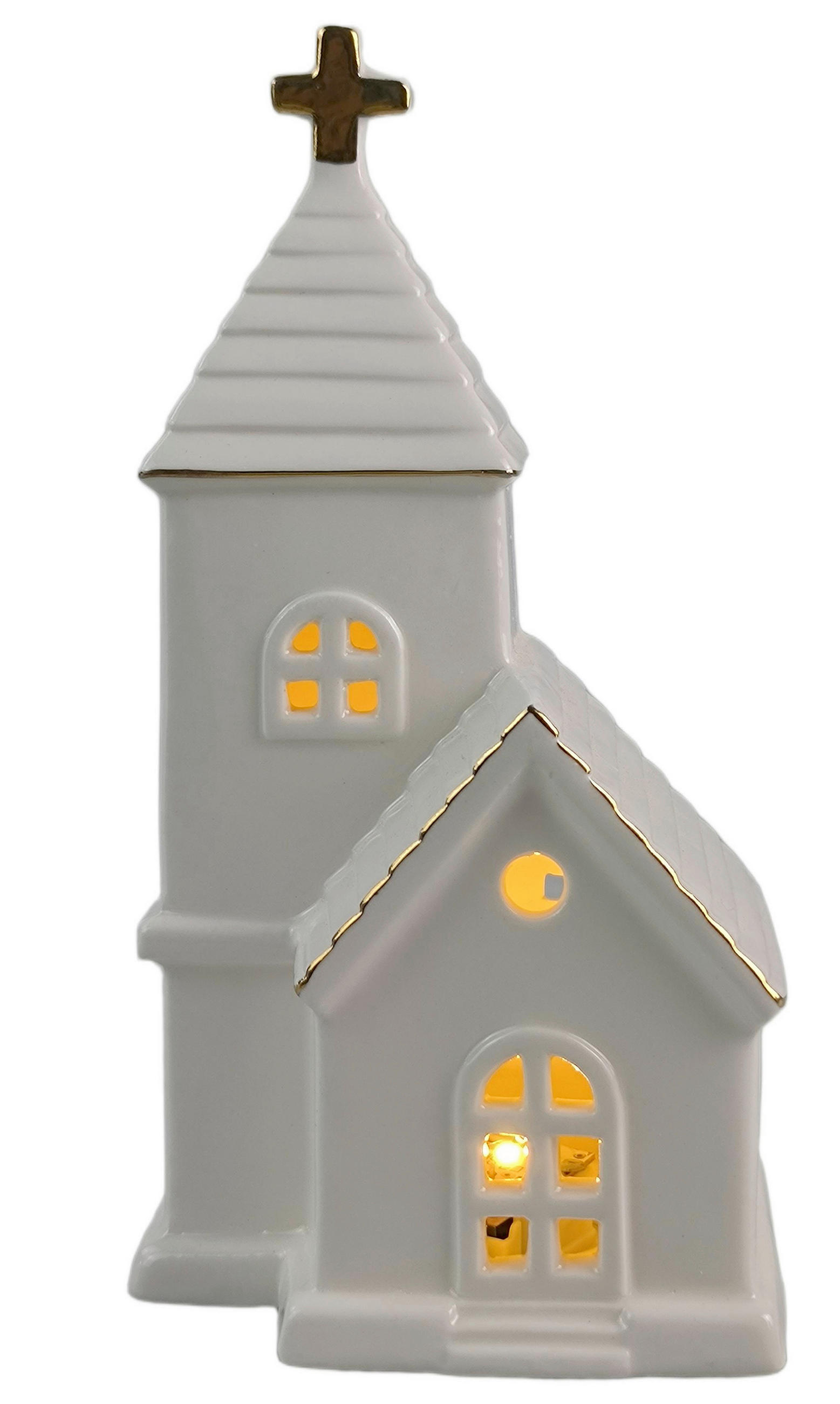 DEKOR HÁZ - aranyszínű/fehér, Lifestyle, kerámia (9,7/18,5/8cm) - X-Mas