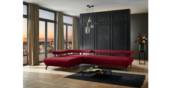 ECKSOFA in Chenille Rot  224/305 cm  - Rot/Schwarz, Design, Textil/Metall (224/305cm) - Dieter Knoll