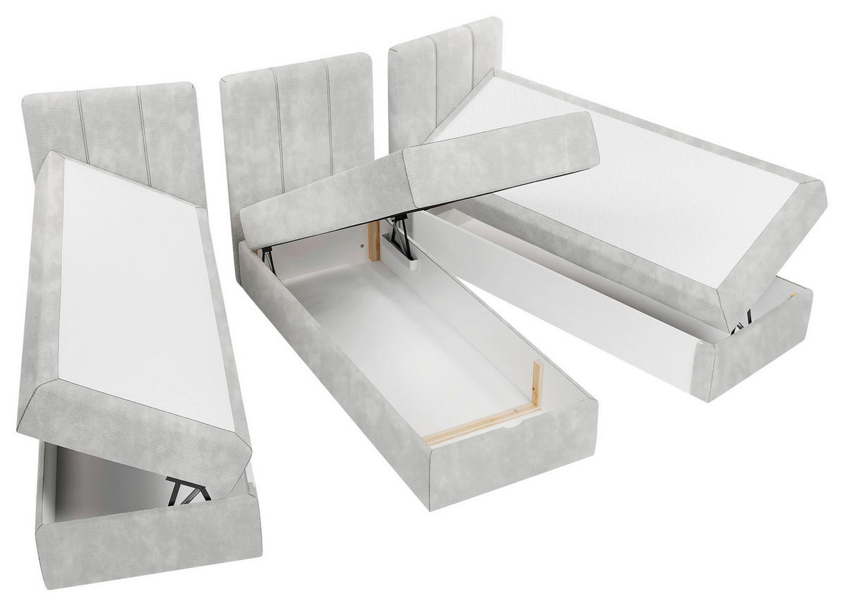 FAMILIENBETT - Hellgrau/Schwarz, Design, Holzwerkstoff/Kunststoff (210/200cm) - Esposa