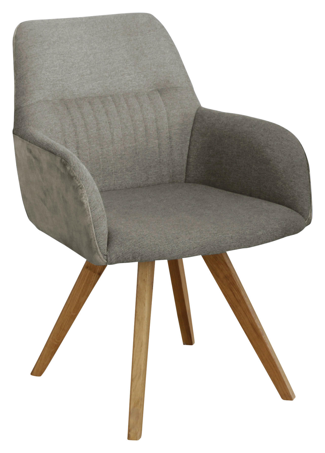 ARMLEHNSTUHL drehbar  in Webstoff  - Taupe/Eichefarben, KONVENTIONELL, Holz/Textil (61/88/69cm) - Linea Natura