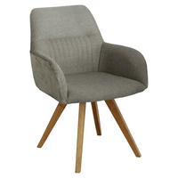 ARMLEHNSTUHL  in Webstoff  - Taupe/Eichefarben, KONVENTIONELL, Holz/Textil (61/88/69cm) - Linea Natura