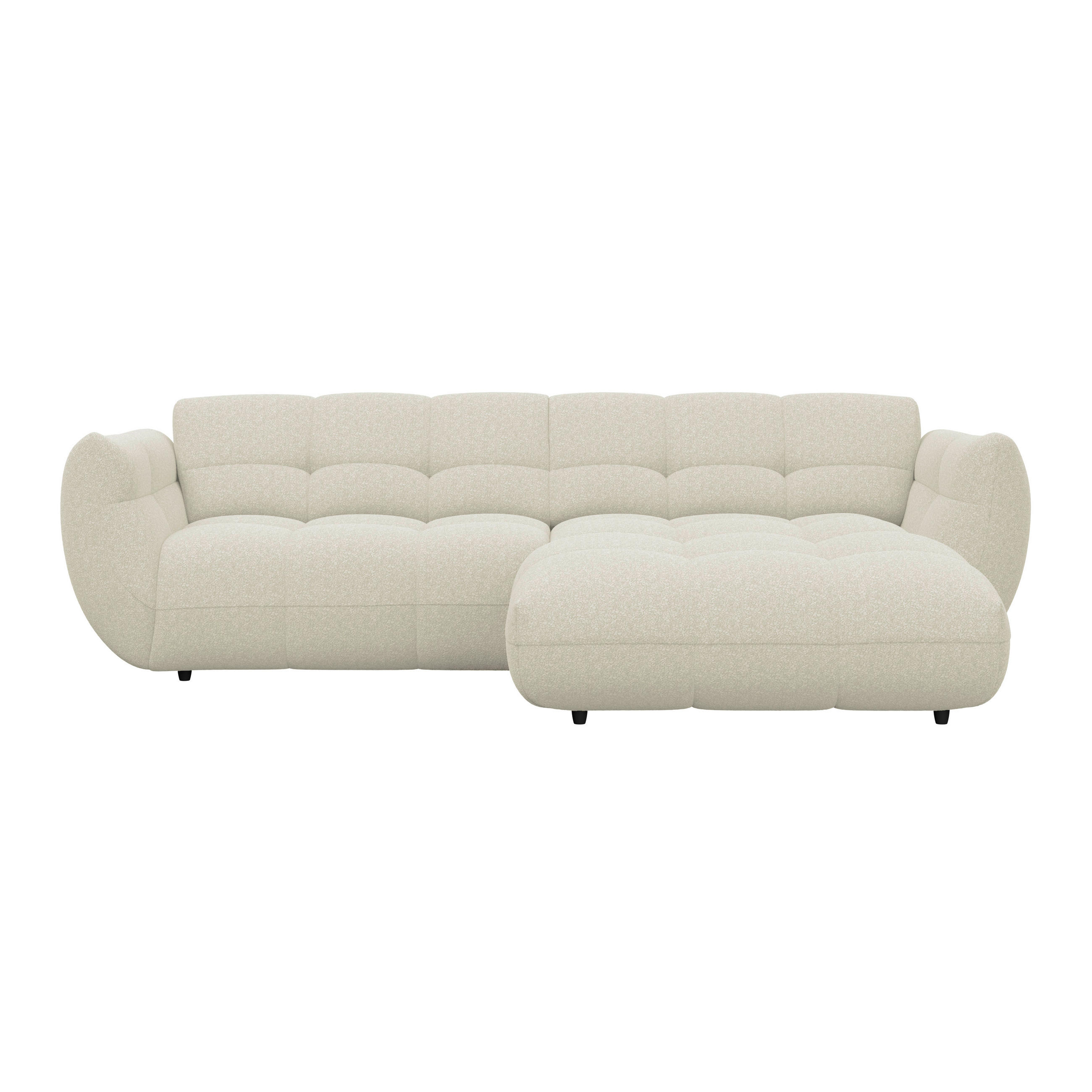 ECKSOFA Chenille Elfenbein  - Elfenbein/Schwarz, Trend, Kunststoff/Textil (280/178cm) - MID.YOU