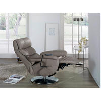 RELAXSESSEL in Leder Grau  - Edelstahlfarben/Grau, KONVENTIONELL, Leder (84/118/96cm) - Himolla