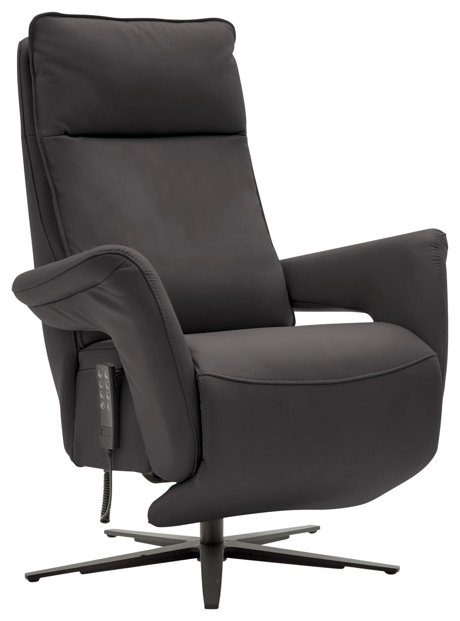 RELAXSESSEL in Leder Dunkelbraun  - Dunkelbraun/Schwarz, Design, Leder/Metall (83/116/87cm) - Valdera
