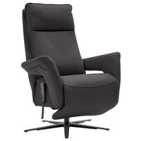 RELAXSESSEL in Leder Dunkelbraun  - Dunkelbraun/Schwarz, Design, Leder/Metall (83/116/87cm) - Valdera