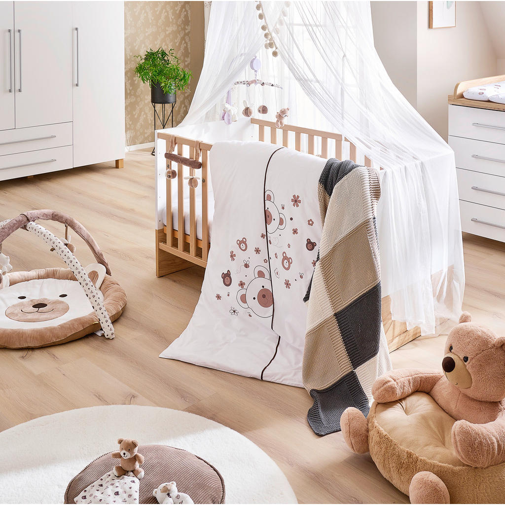 Thumbnail - Patinio Babybettwäsche Honey, Braun, Weiß, Beige, Textil, Bär, 100x135 cm, Textiles Vertrauen - Oeko-Tex®, Made in Europ...