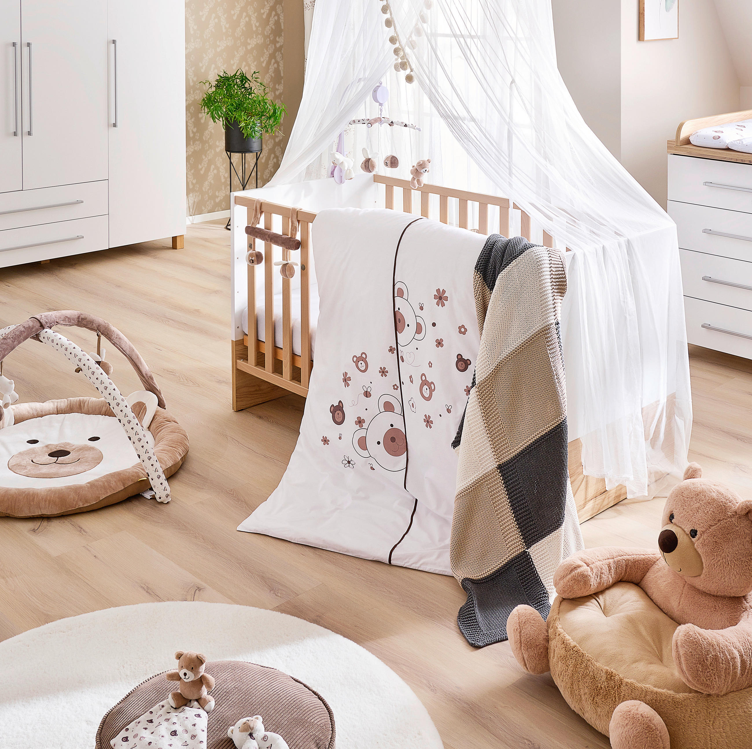 Thumbnail - Jimmylee Schmusedecke, Braun, Dunkelgrau, Beige, Textil, Graphik, 80x100 cm, Gots, Oeko-Tex® Made IN Green, pflegeleicht...