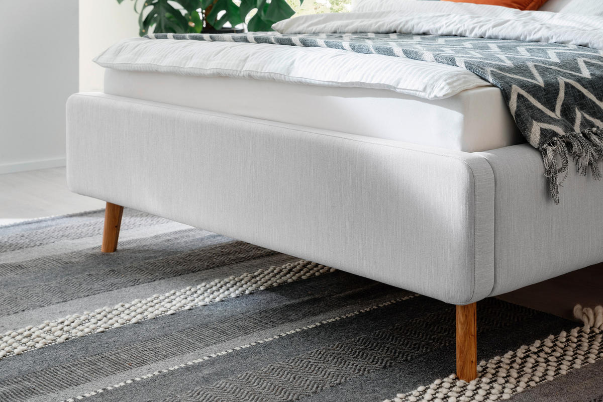 POLSTERBETT 140/200 cm  in Hellgrau  - Eichefarben/Birkefarben, Konventionell, Holz/Textil (140/200cm) - Boxxx