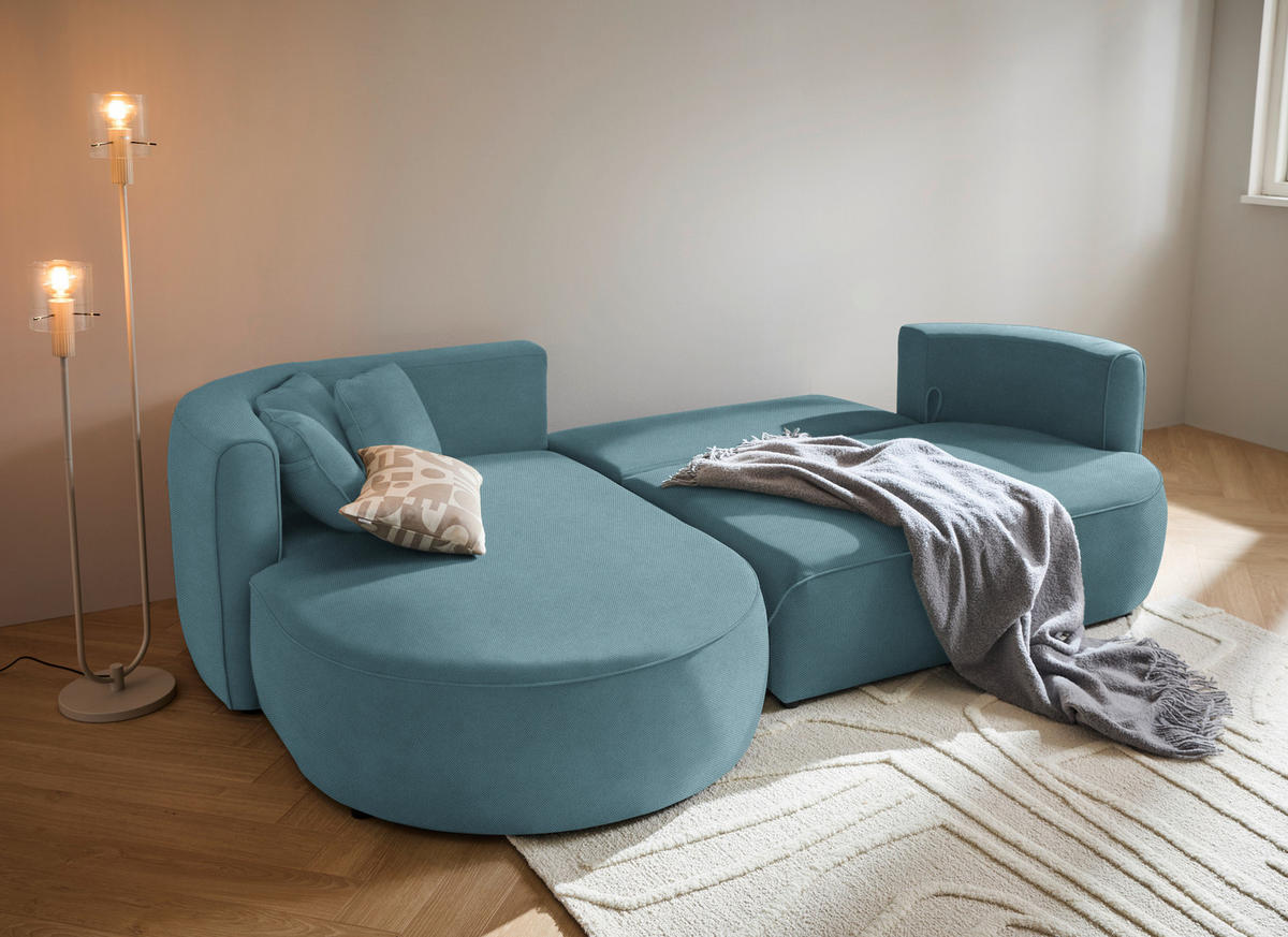 HÖRNSOFFA i vävt tyg blå  - grön/blå, Design, textil/plast (183/284cm) - Livetastic