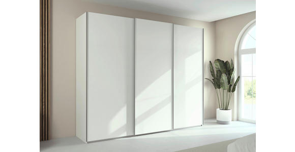 SCHWEBETÜRENSCHRANK  in Weiß  - Alufarben/Weiß, Basics, Holzwerkstoff/Metall (271/223/68cm) - Novel