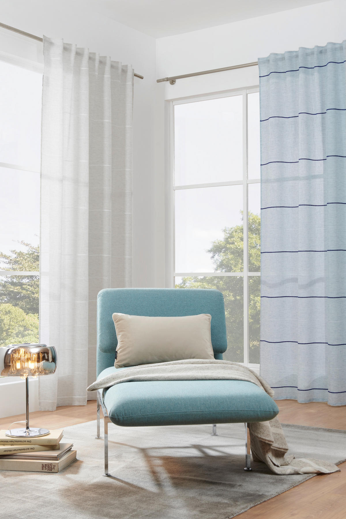 FERTIGVORHANG halbtransparent  - Blau, Design, Textil (140/245cm) - Esposa