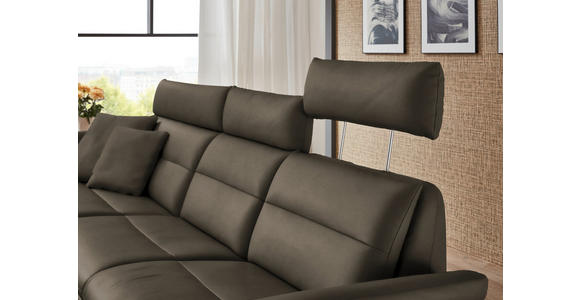 ECKSOFA in Echtleder Graubraun 169/298 cm - Graubraun/Schwarz, Design, Leder/Metall (169/298cm) - Dieter Knoll