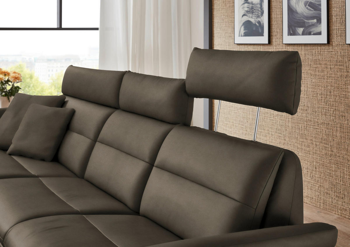 ECKSOFA in Echtleder Graubraun  169/298 cm  - Graubraun/Schwarz, Design, Leder/Metall (169/298cm) - Dieter Knoll