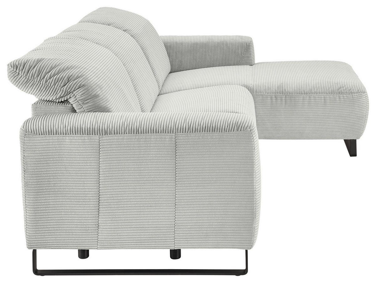 ECKSOFA in Cord Hellgrau  - Hellgrau/Schwarz, Konventionell, Textil/Metall (266/180cm) - Hom`in