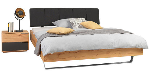 BETT 140/200 cm  in Anthrazit, Buchefarben   - Anthrazit/Buchefarben, Natur, Holz/Textil (140/200cm) - Valnatura