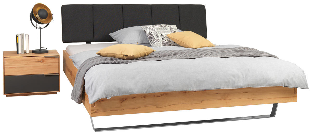 BETT 160/200 cm  in Anthrazit, Buchefarben  - Anthrazit/Buchefarben, Natur, Holz/Textil (160/200cm) - Valnatura